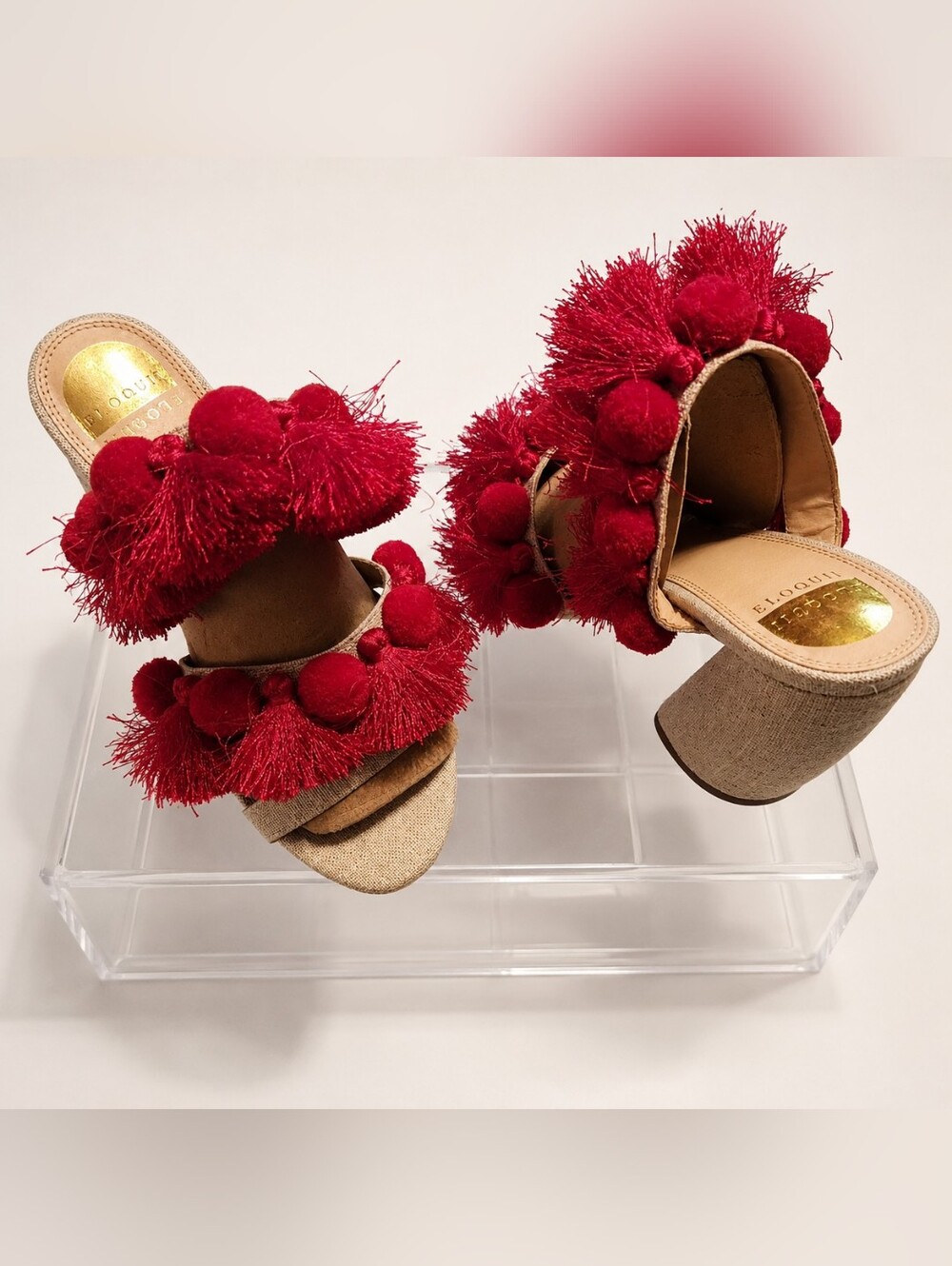 Eloquii Red Tassel Summer Heels | Size 8 Wide - EUC